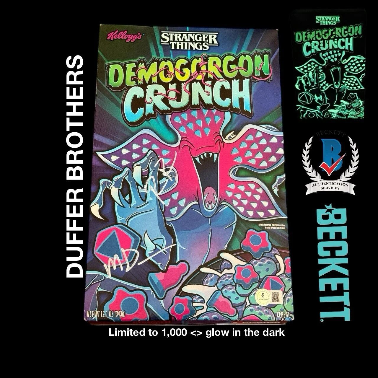Matt Duffer, Ross Duffer — Duffer Brothers signed Stranger Things Kellogg’s Demogorgon Crunch LE /1000
