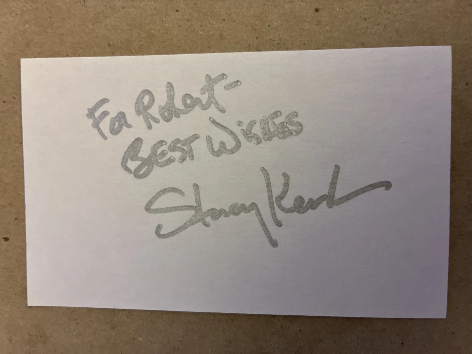 Stacy Keach — Stacy Keach Signed Index Card Signature Vintage Autographed AUTO - To: Robert