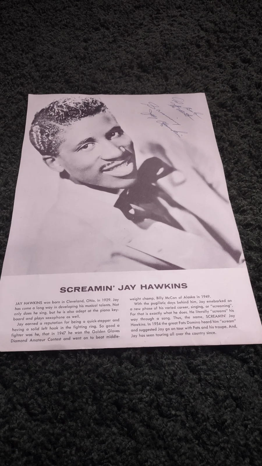 Beatles Related - Larry Williams Autographed Page With Screamin Jay Hawkins Also, image 2