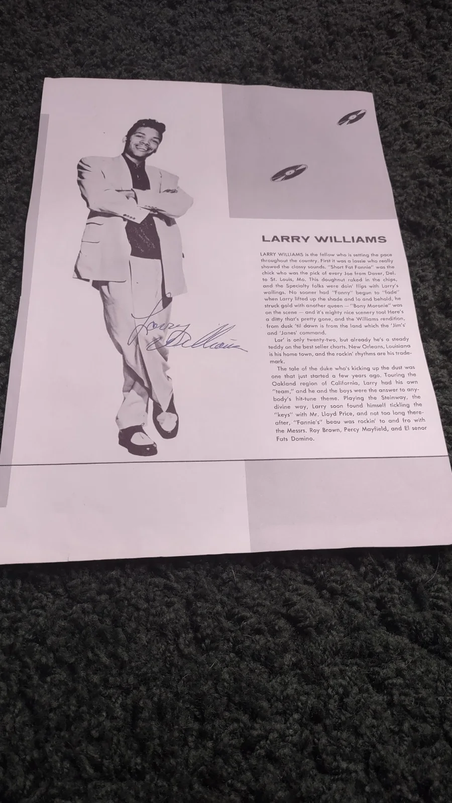 Screamin' Jay Hawkins - Signed Page With A Larry Williams Autograph Also, image 4