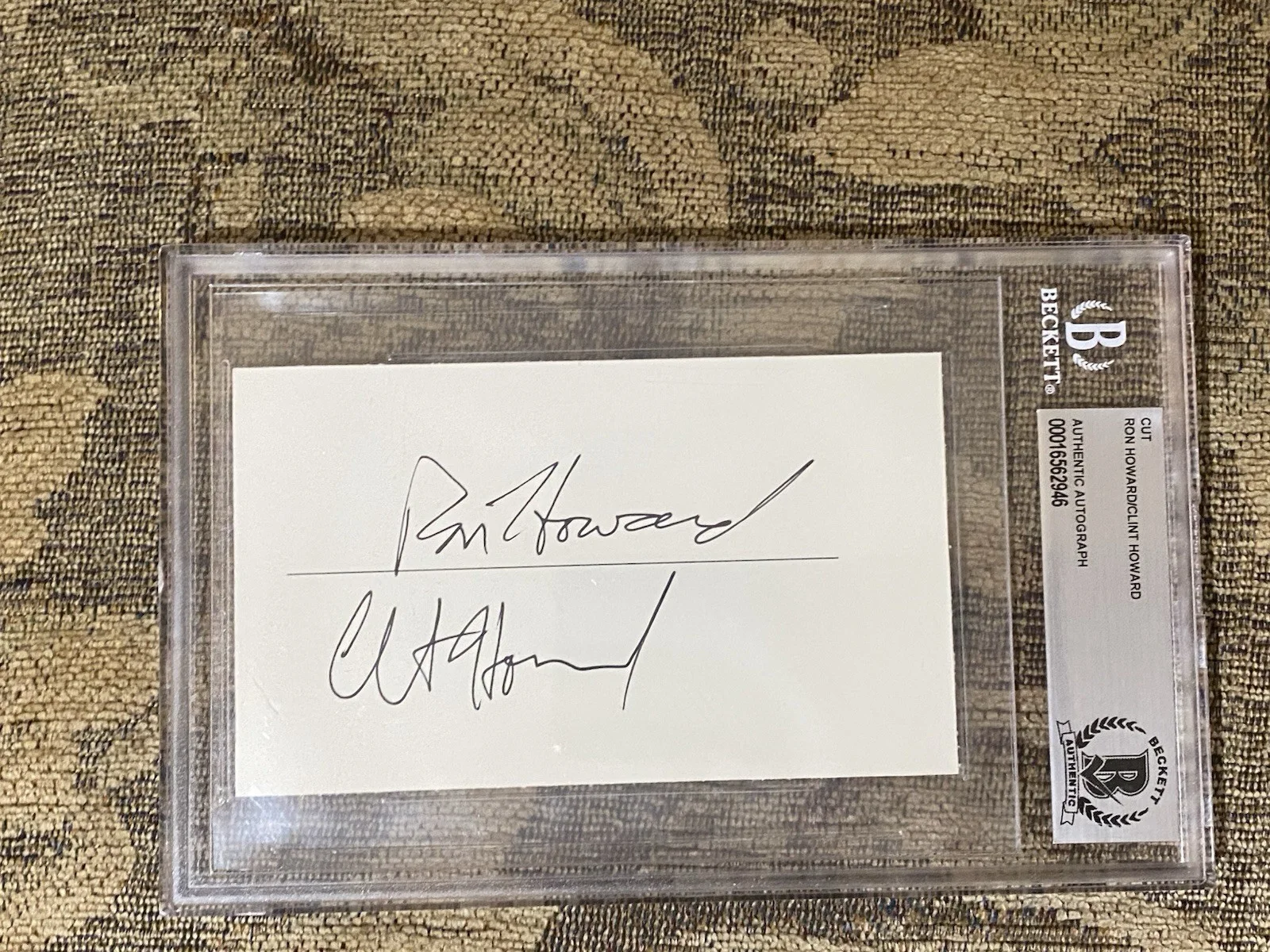 Ron Howard — RON HOWARD & CLINT HOWARD DUEL SIGNED AUTOGRAPH BECKETT SLAB BAS COA GRINCH 3x5