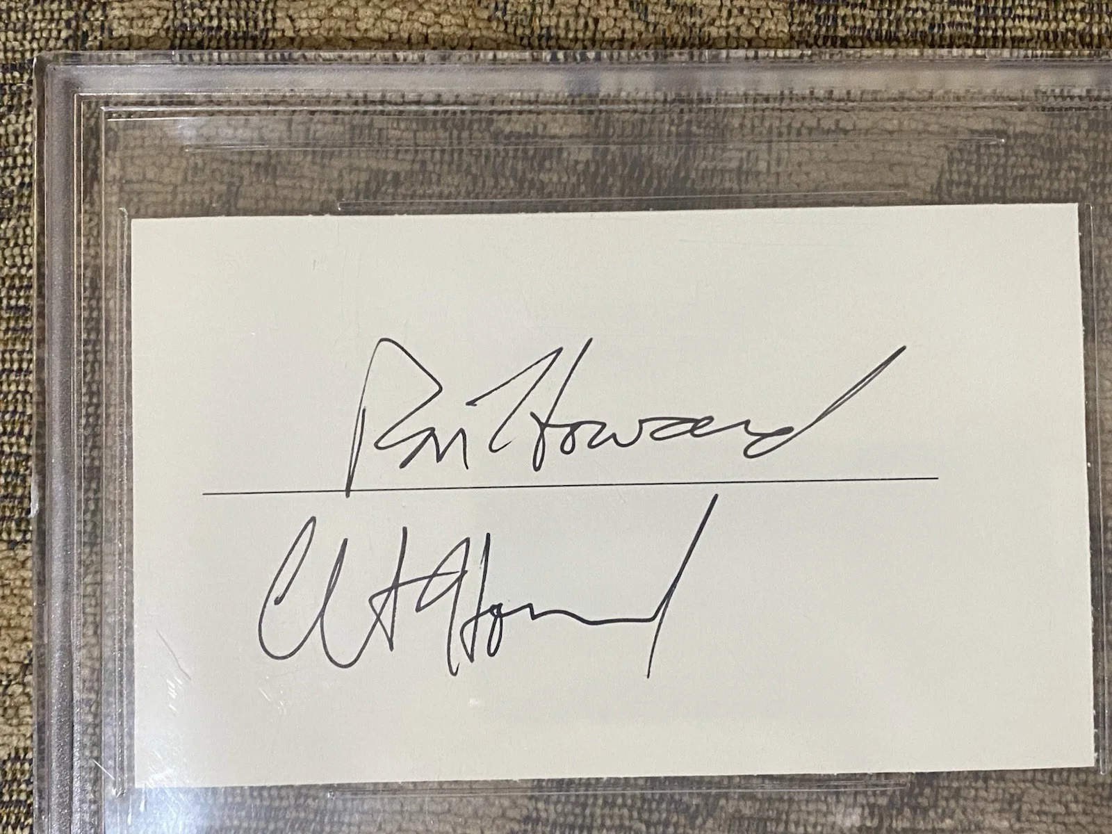 Ron Howard — RON HOWARD & CLINT HOWARD DUEL SIGNED AUTOGRAPH BECKETT SLAB BAS COA GRINCH 3x5, image 2