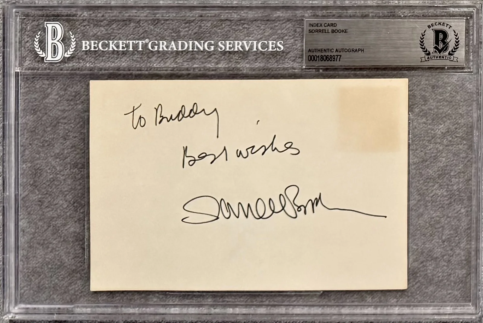 Sorrell Booke — SORRELL BOOKE Signed Autograph 4x6 INDEX CARD BOSS HOGG Dukes of Hazzard BECKETT, изображение 3