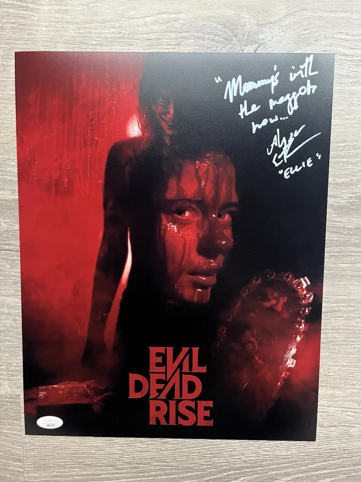 Alyssa Sutherland — Alyssa Sutherland Signed Evil Dead Rise 11x14 Photo JSA COA INSCRIBED Horror, image 2