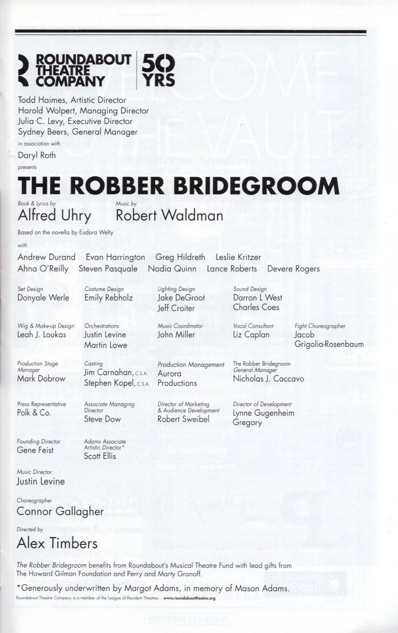 Cast — The Robber Bridegroom Signed Autographed Cast Playbill, image 2
