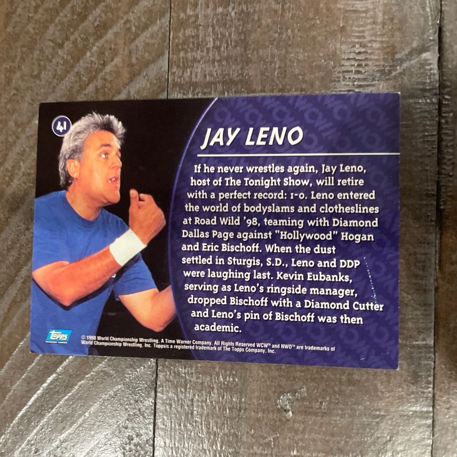Jay Leno — Jay Leno SIGNED 1998 Topps WCW WWF Rookie Card Autograph The Tonight Show-No COA, изображение 2