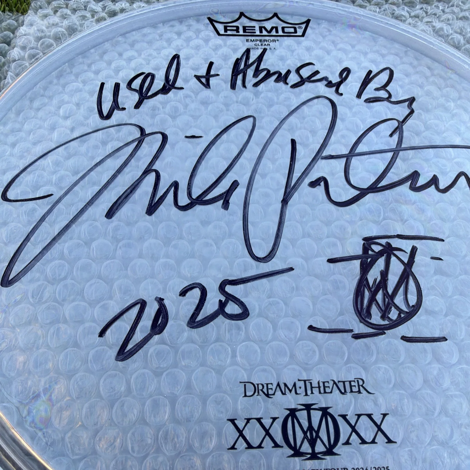 MIKE PORTNOY AUTOGRAPHED 12” DRUM HEAD -USED ON DREAM THEATER’S 40TH ANNIVERSARY, image 3