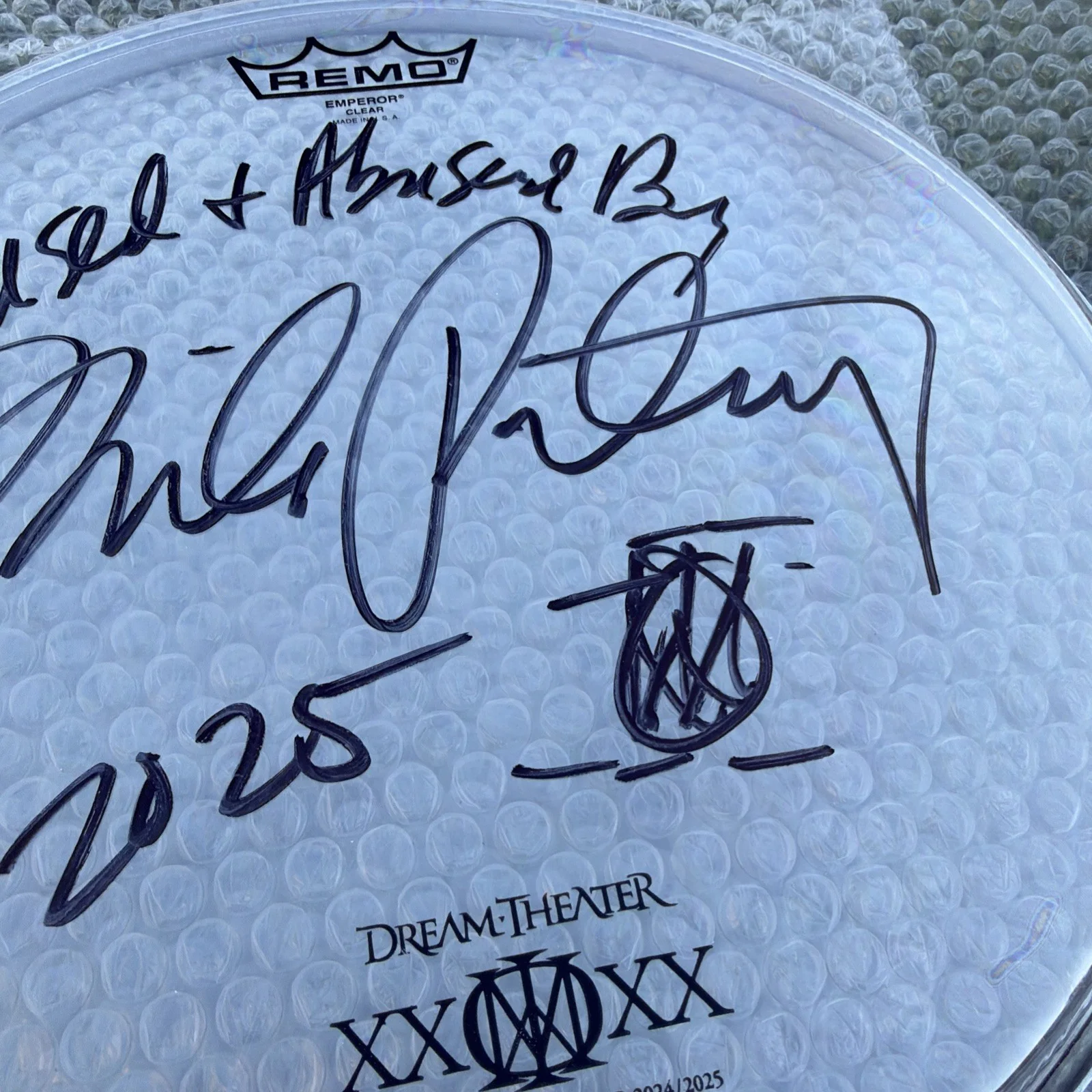 MIKE PORTNOY AUTOGRAPHED 12” DRUM HEAD -USED ON DREAM THEATER’S 40TH ANNIVERSARY, image 4