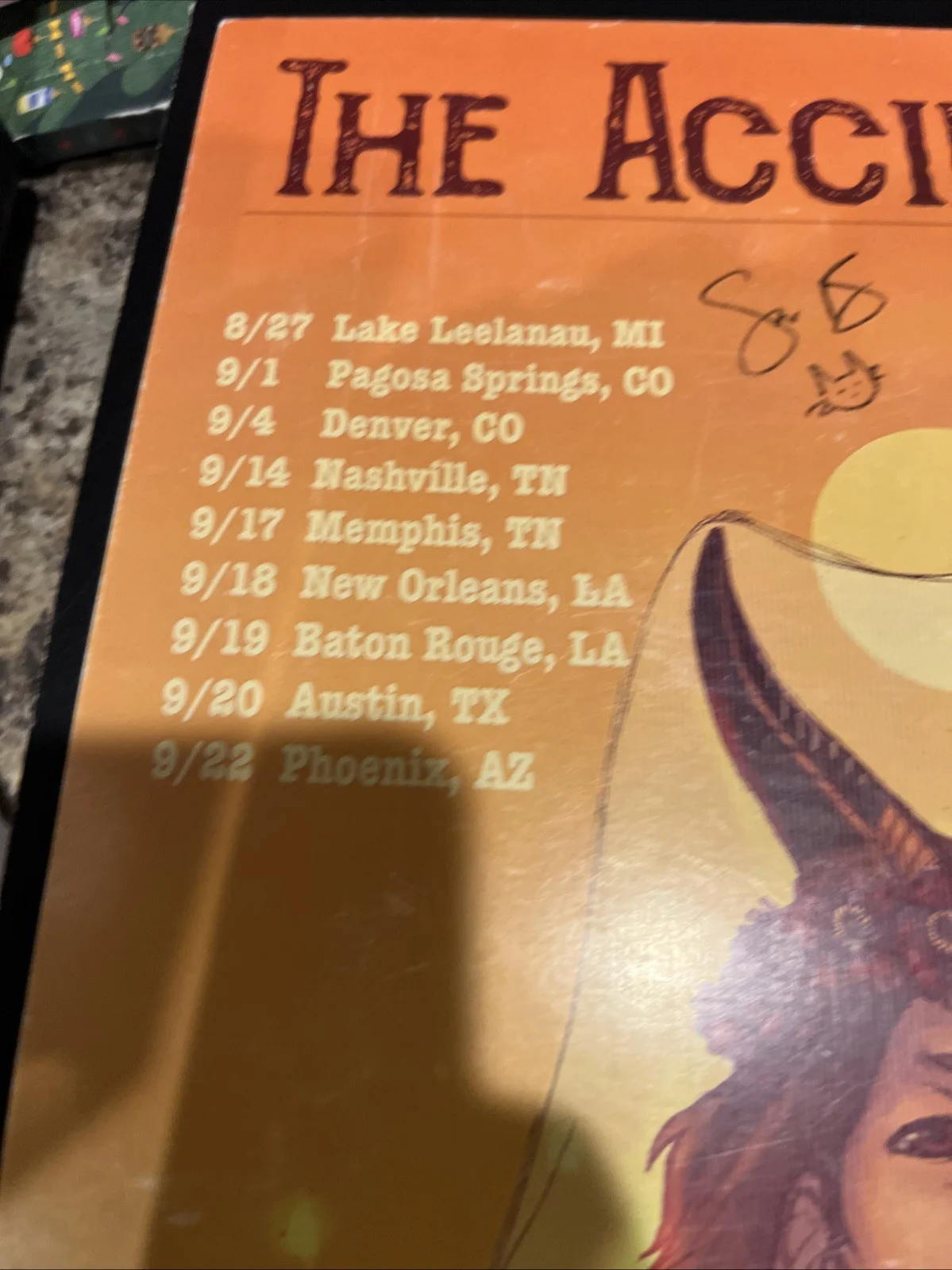 The Accidentals Concert Poster Signed 8/27-9/22 Rare, изображение 2