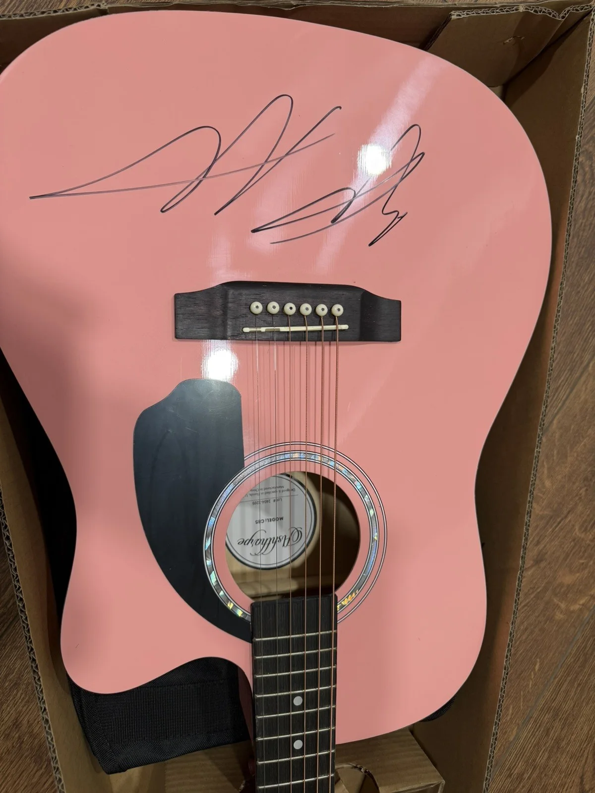 EASTON CORBIN SIGNED ACOUSTIC GUITAR - BREAST CANCER AWARENESS PINK, image 4
