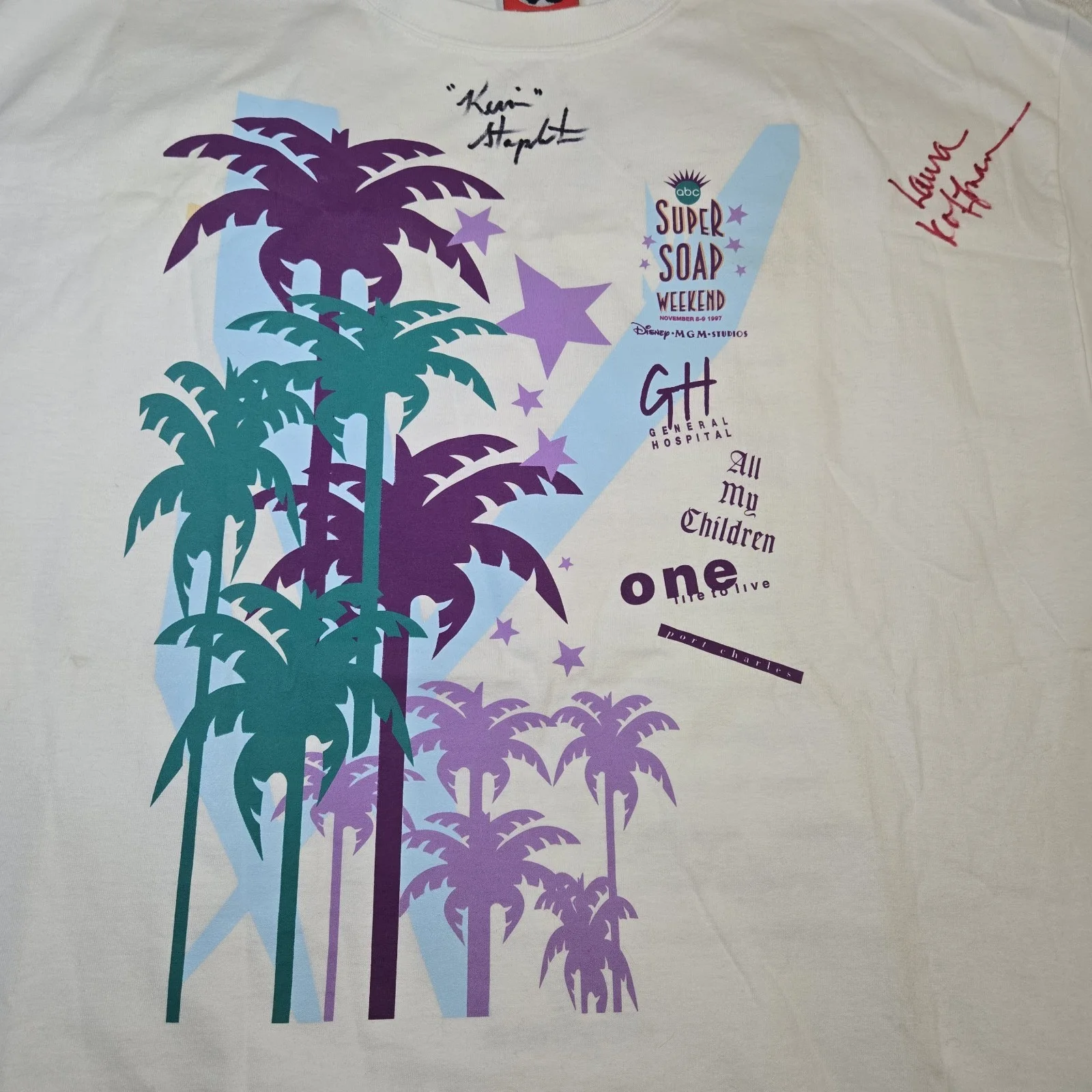 Laura Hoffman, Kevin Stapleton — One Life To Live Laura Koffman & Kevin Stapleton Signed Shirt 1997 Super Soap, изображение 4
