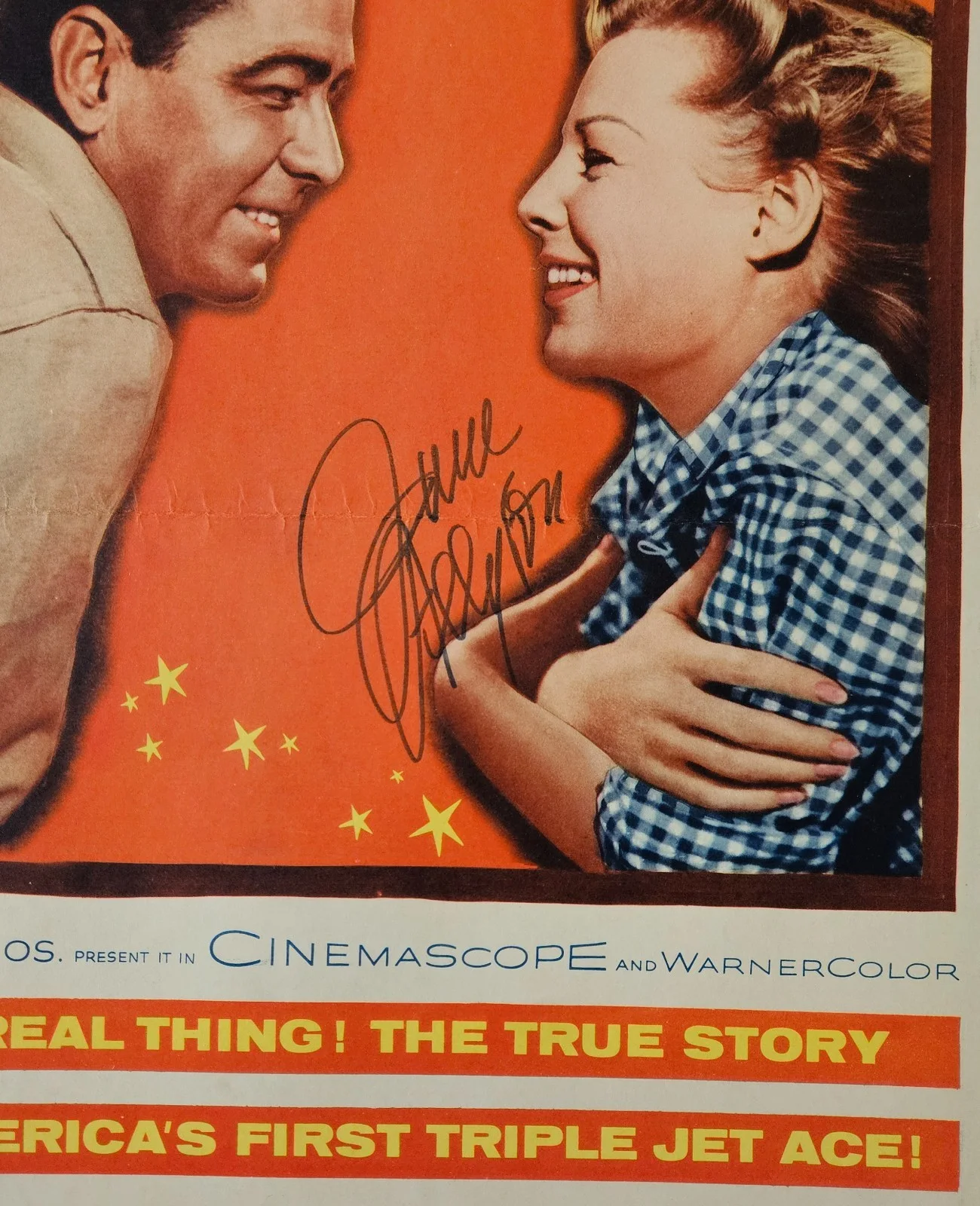 June Allyson — June Allyson Signed "The McConnell Story" 14x36 Original Movie Poster w/ JSA COA, изображение 2
