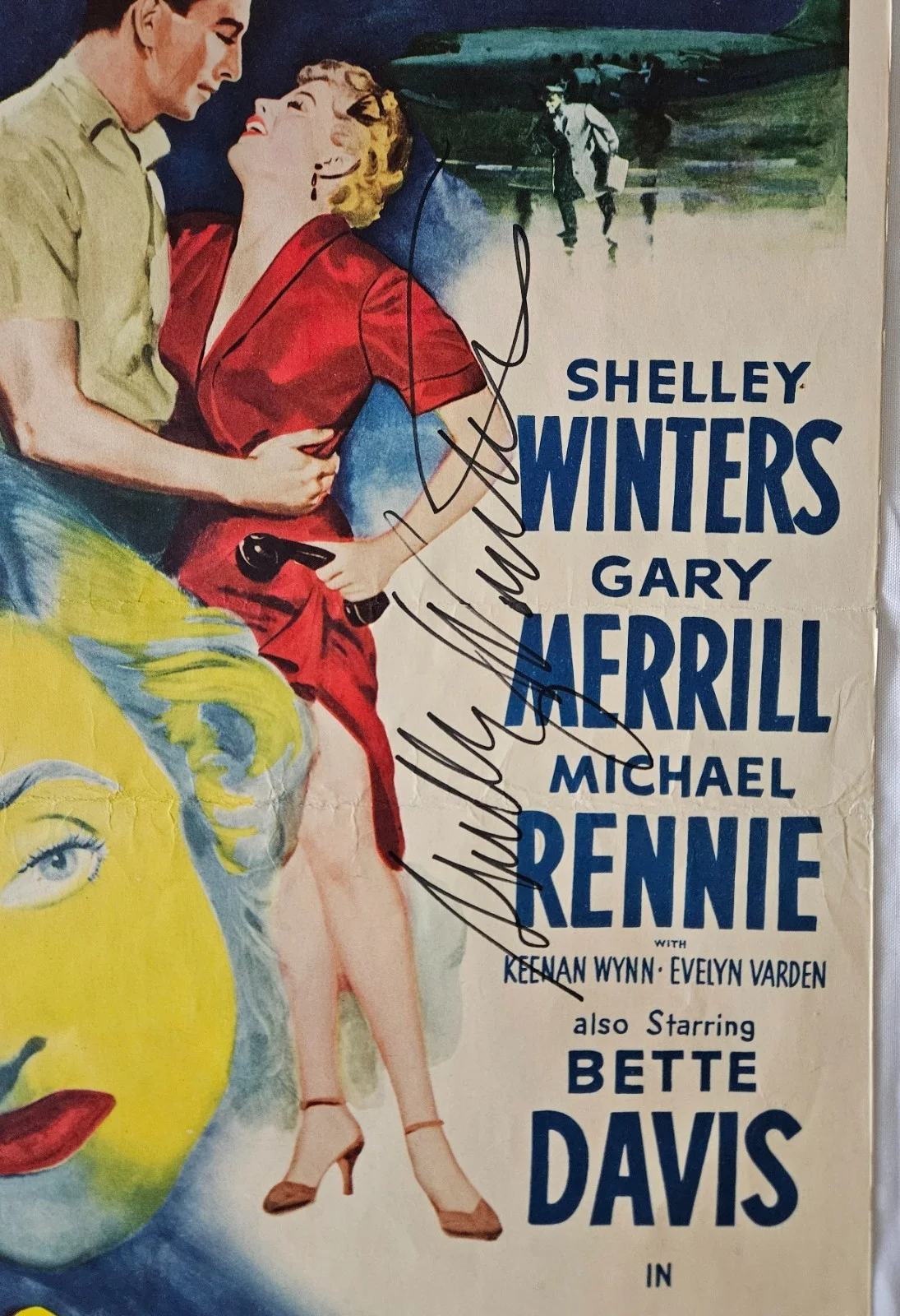 Bette Davis Shelley Winters — Bette Davis & Shelley Winters Dual Signed 14x36 Original Movie Poster w/ JSA COA, изображение 2