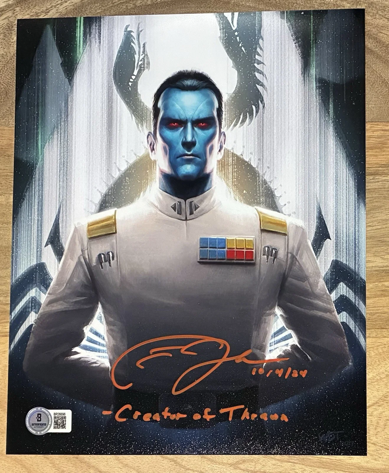 Timothy Zahn — Timothy Zahn Signed Thrawn 8x10 Photo Star Wars Beckett BAS