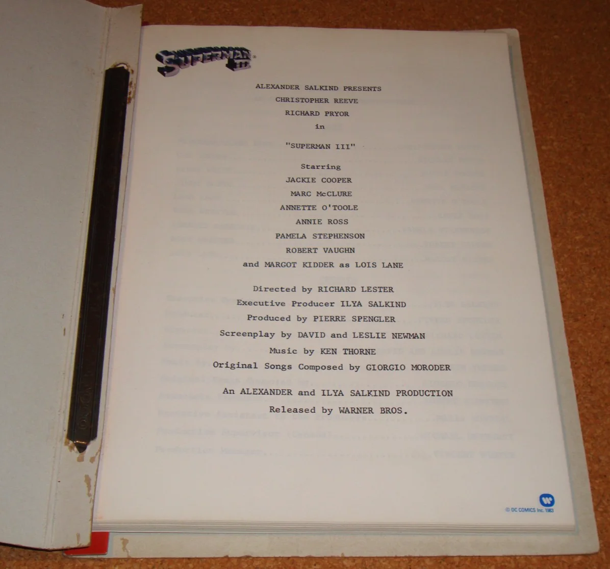 SUPERMAN III/3 -very rare & original US presskit book, approx 120 pages of notes, image 2