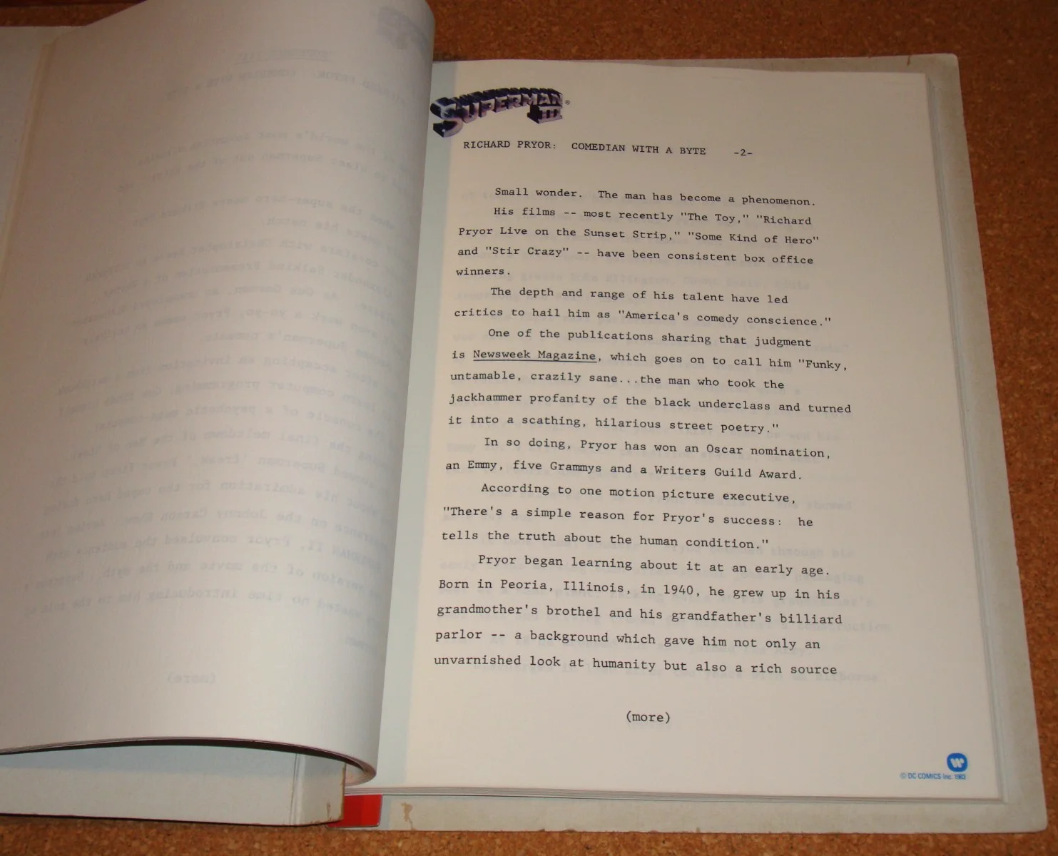 SUPERMAN III/3 -very rare & original US presskit book, approx 120 pages of notes, image 4