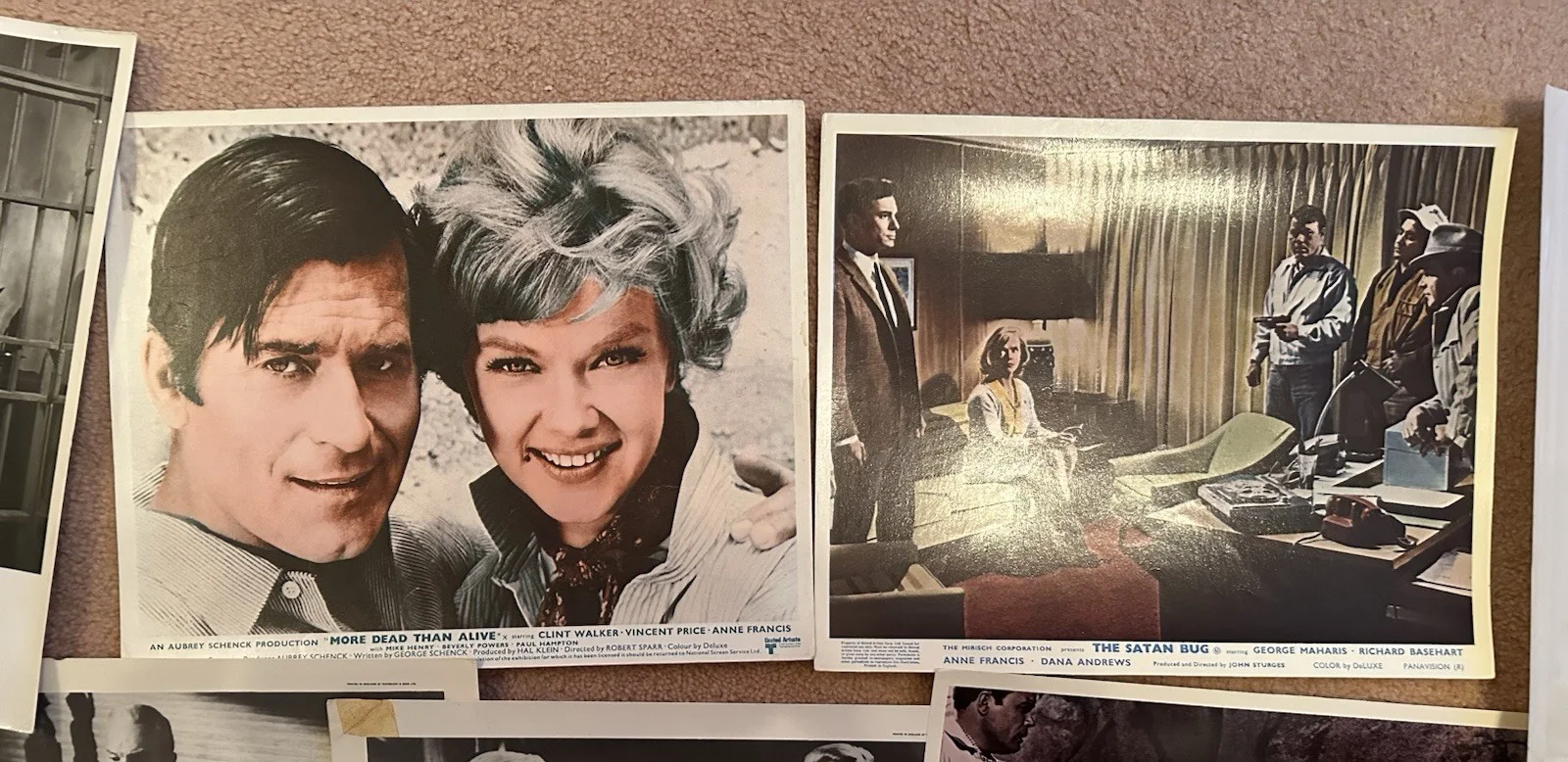 ANNE FRANCIS Lot Of 9 Photos Lobbys More Dead Than Alive Clint Walker/Satan Bug, изображение 2