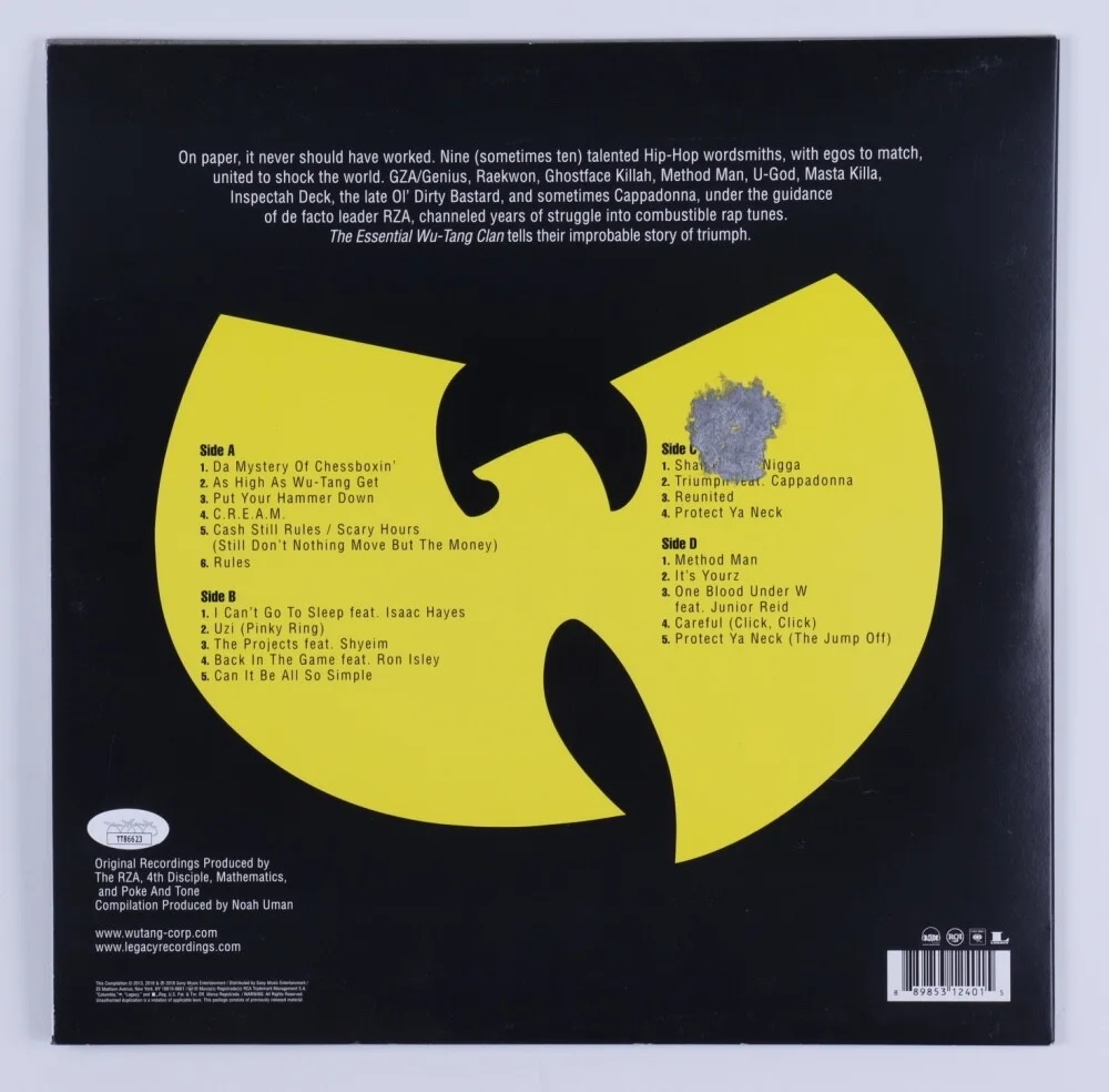 Ghostface Killah & GZA Signed The Essential Wu-Tang Clan Vinyl Album Cover JSA, изображение 2