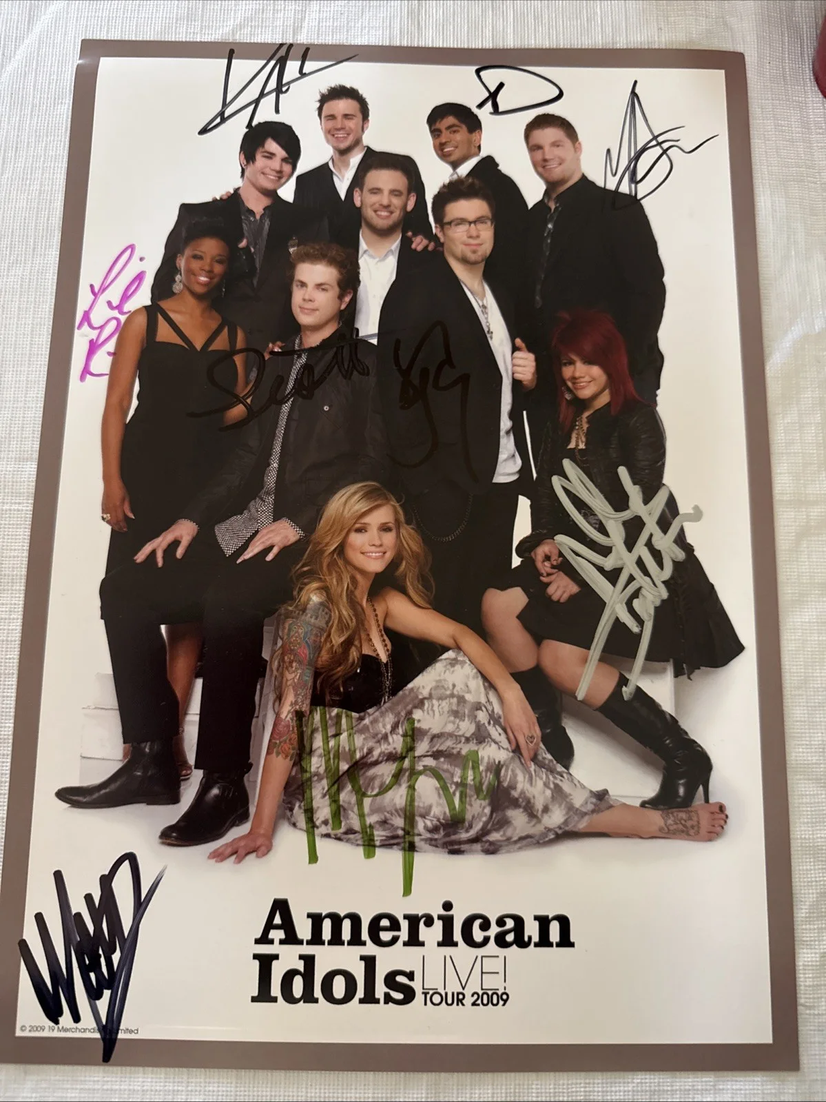 American Idols Live! Tour 2009 Signed Cast Poster Autographed 11.75"x8.25", image 2