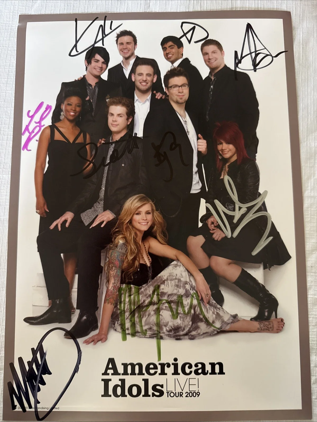 American Idols Live! Tour 2009 Signed Cast Poster Autographed 11.75"x8.25", image 2