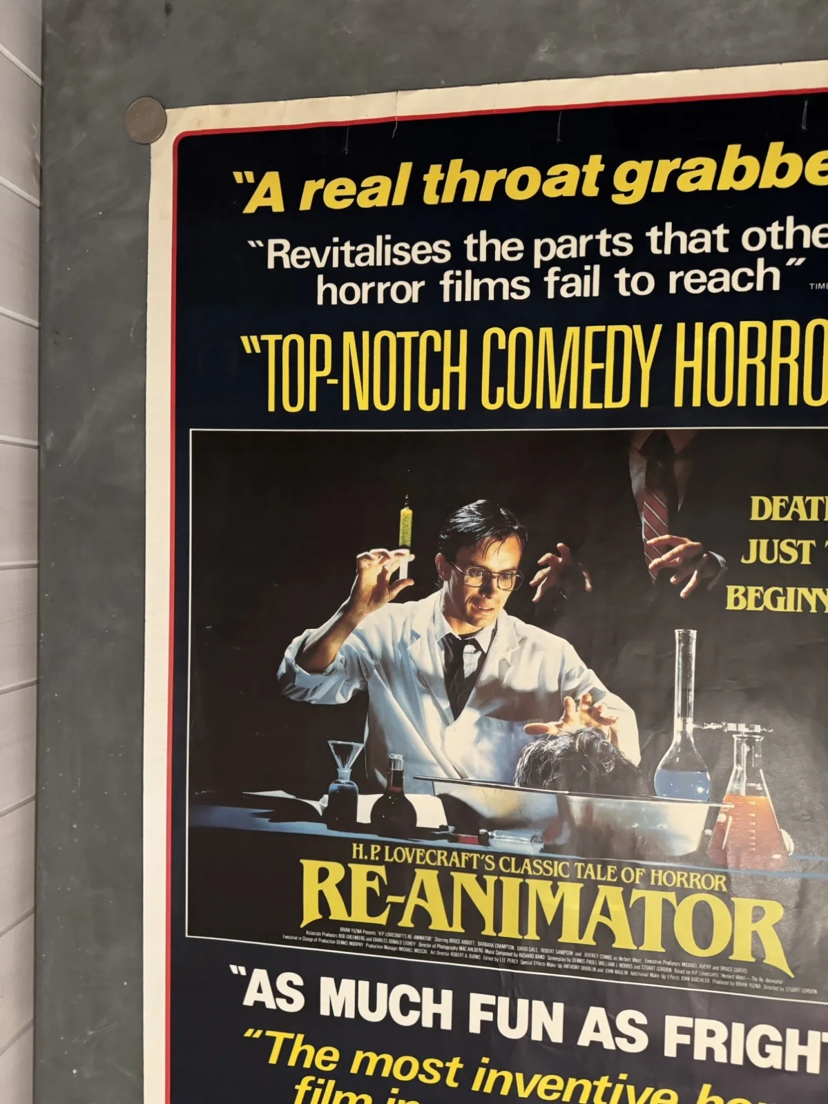 Re-animator Rolled Video Shop Poster 1985 Extremely Rare UK One Sheet, image 2