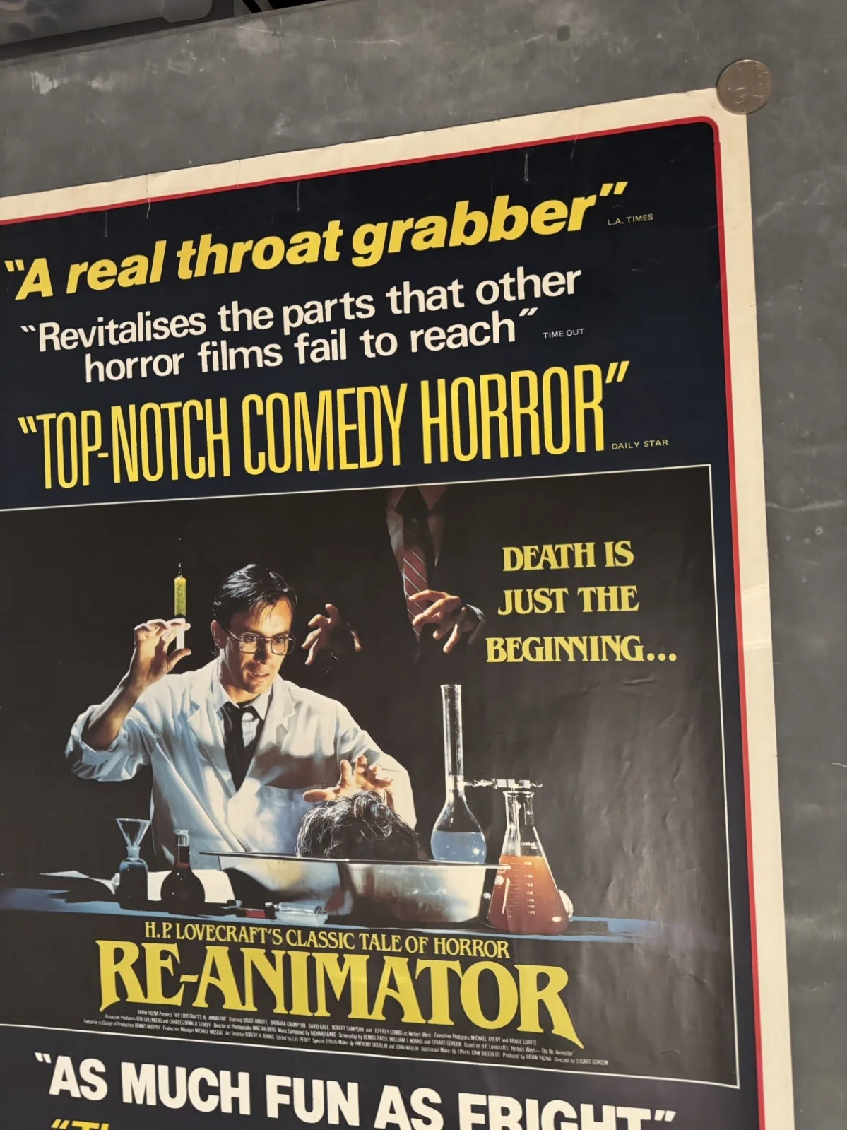 Re-animator Rolled Video Shop Poster 1985 Extremely Rare UK One Sheet, image 3
