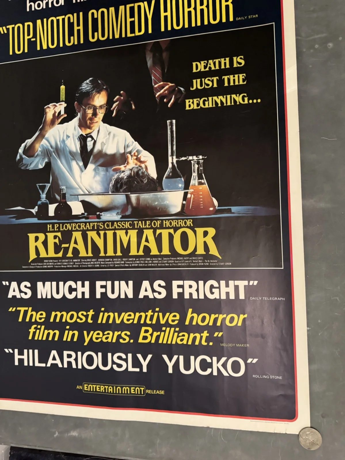 Re-animator Rolled Video Shop Poster 1985 Extremely Rare UK One Sheet, image 4