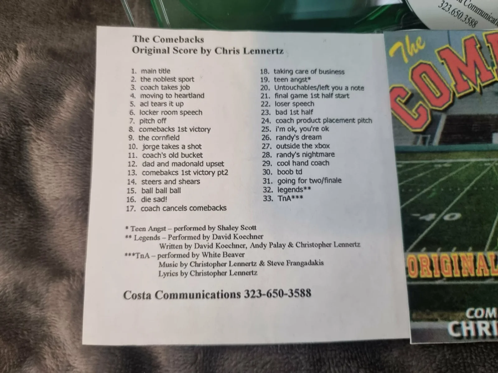 *SIGNED* 'The Comebacks' - Christopher Lennertz [OST PROMO CD] (2007), image 4