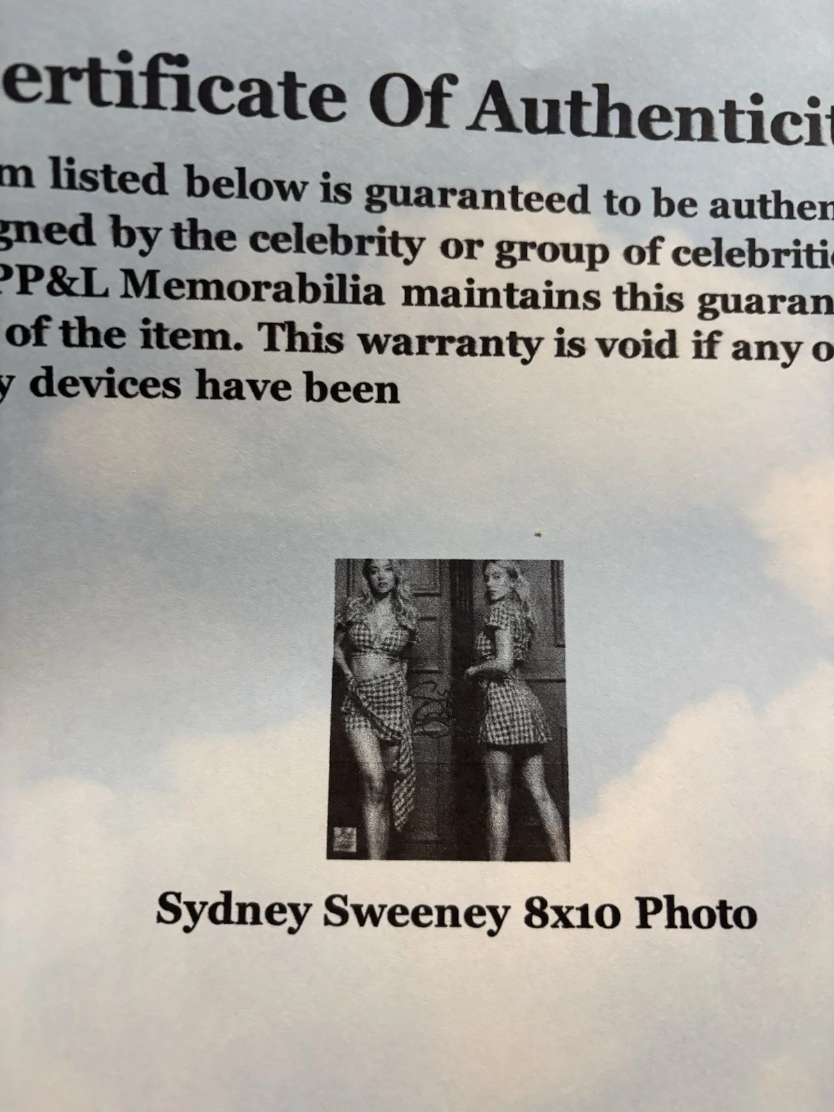 Sydney Sweeney / Housemaid Americana Sexy Eyes Signed Autograph 8x10 Photo COA, изображение 3
