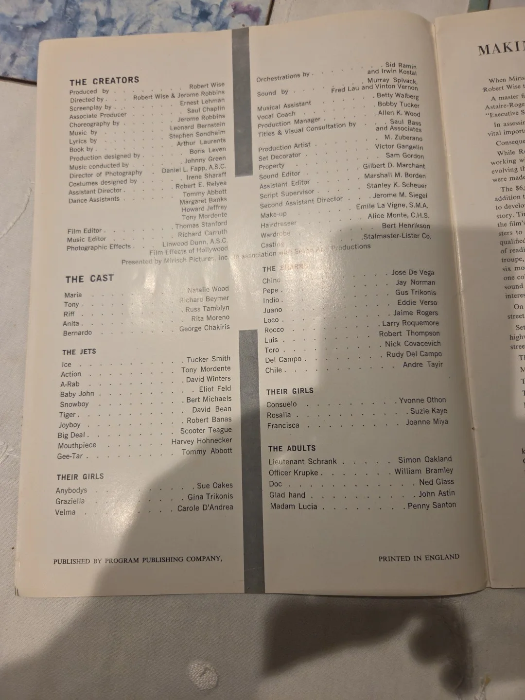 West Side Story Film Souvenir Brochure 1960 Version With Natalie Wood, изображение 4