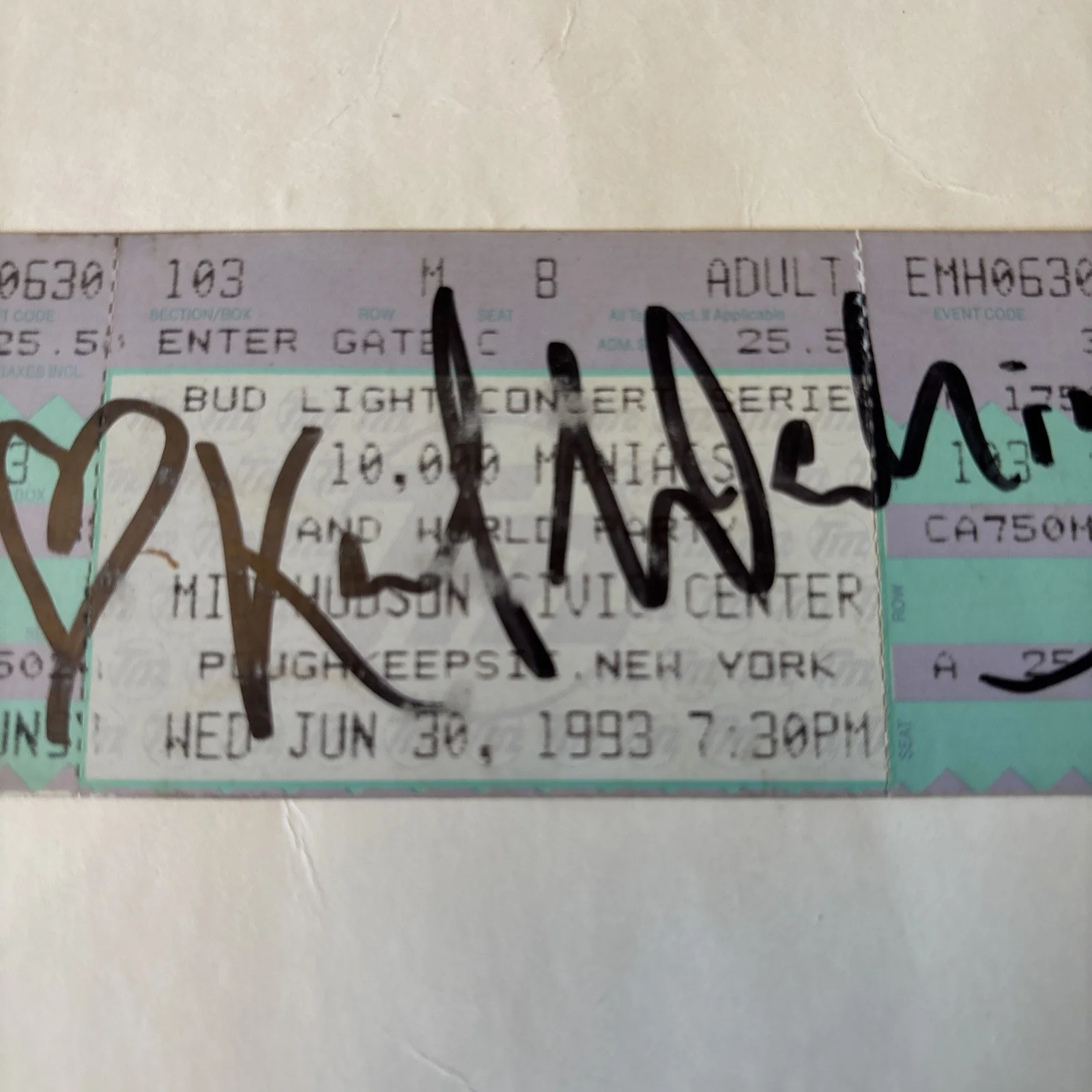Karl Walinger Signed ticket 10000 Maniacs and World Party June 30 1993 Civic Ctr, image 3