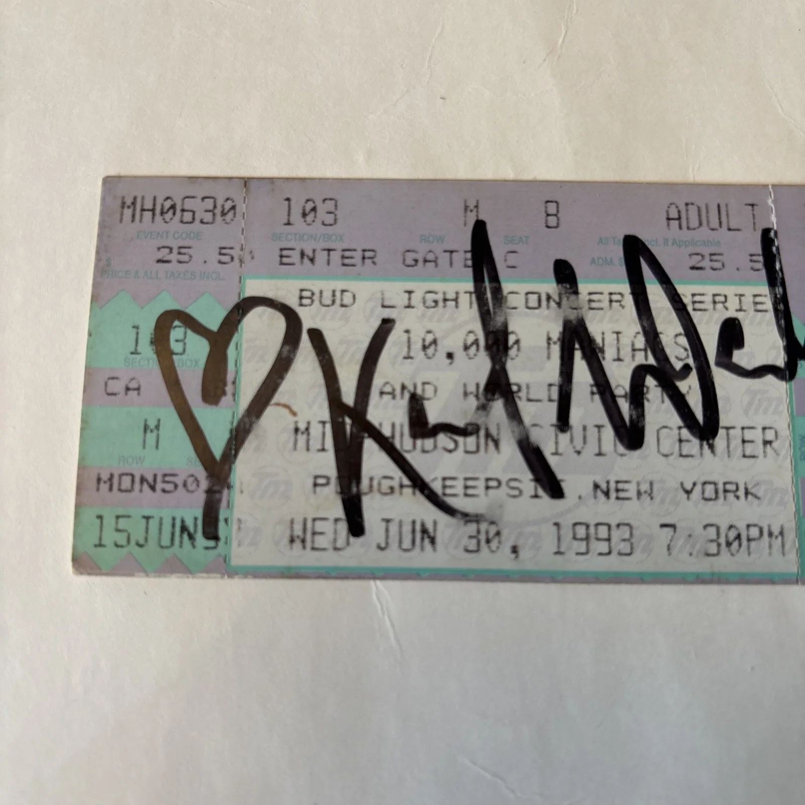 Karl Walinger Signed ticket 10000 Maniacs and World Party June 30 1993 Civic Ctr, image 4