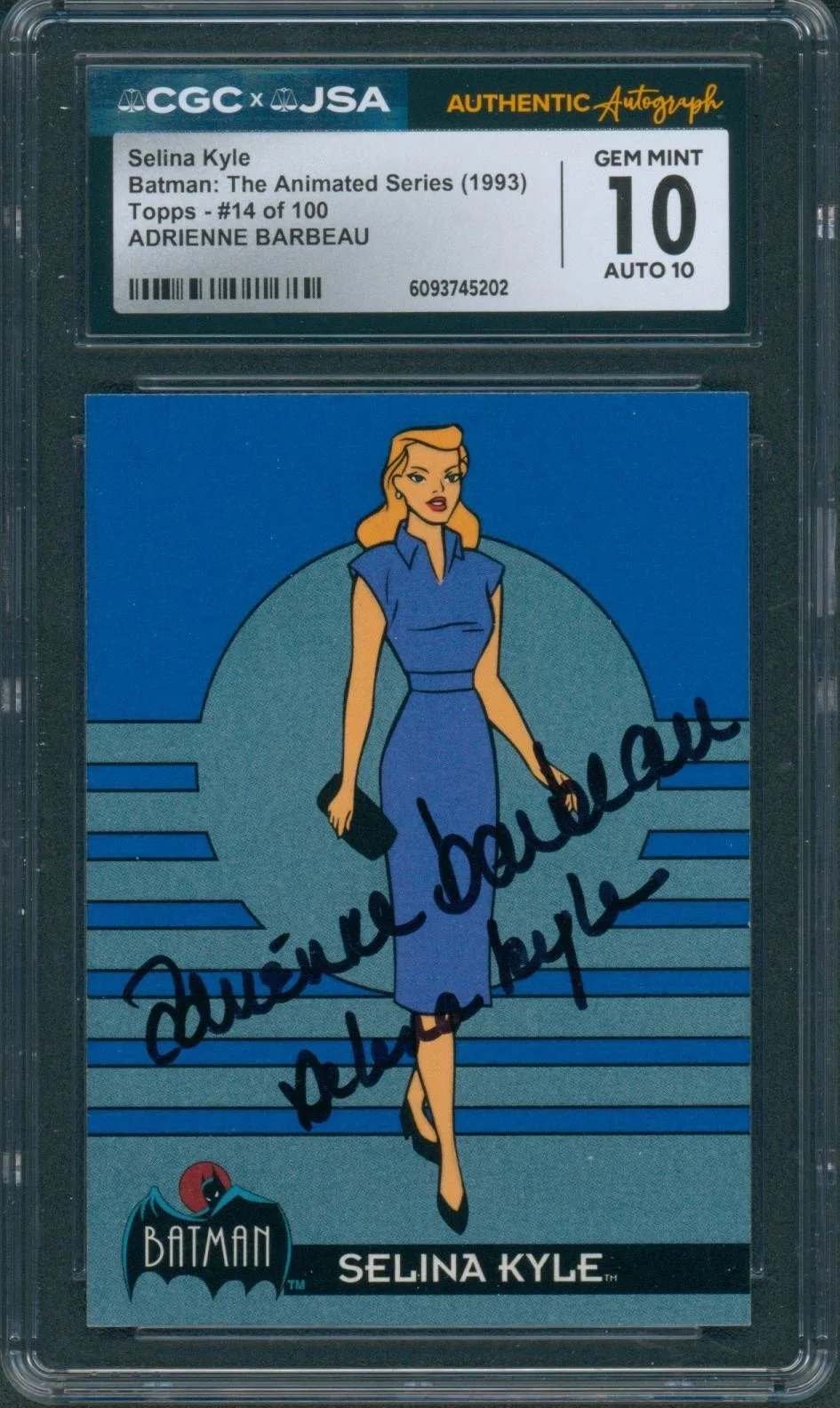 Adrienne Barbeau — Adrienne Barbeau Signed Card Batman Animated Selina Kyle Mint 10 CGC x JSA SLAB