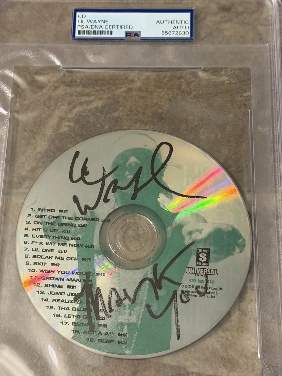 LIL WAYNE SIGNED AUTOGRAPHED LIGHTS OUT CD DISC ALBUM WEEZY YMCMB PSA DNA, изображение 3