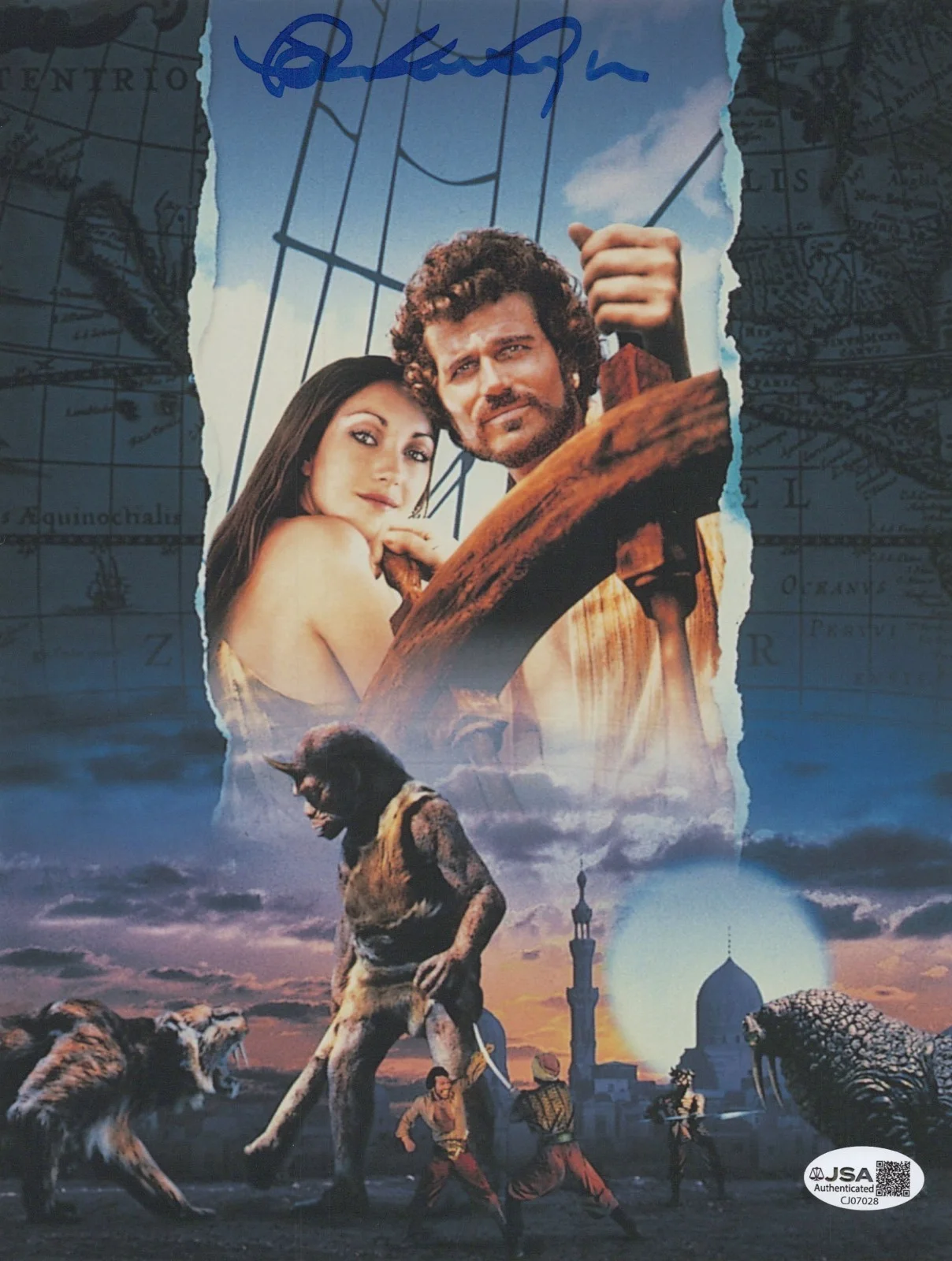 PATRICK WAYNE — PATRICK WAYNE Signed SINBAD AND THE EYE OF THE TIGER 8x10 Photo Autograph JSA