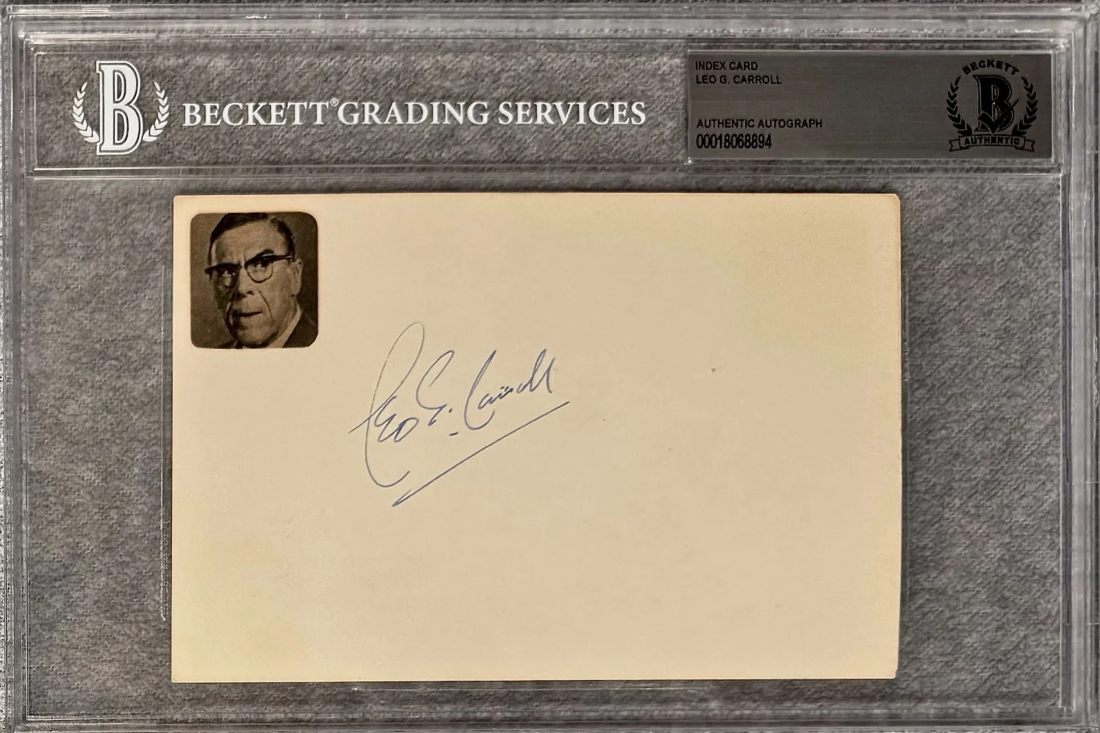 Leo G. Carroll — LEO G. CARROLL Signed Autographed 4"x 6" INDEX CARD Spellbound TARANTULA BECKETT, изображение 3
