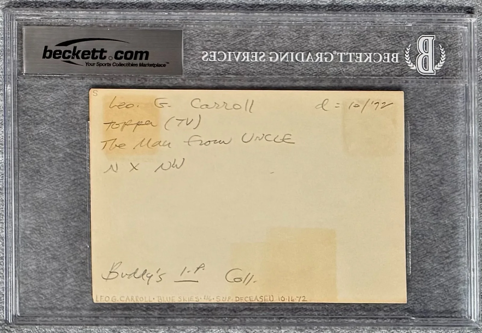 Leo G. Carroll — LEO G. CARROLL Signed Autographed 4"x 6" INDEX CARD Spellbound TARANTULA BECKETT, изображение 4