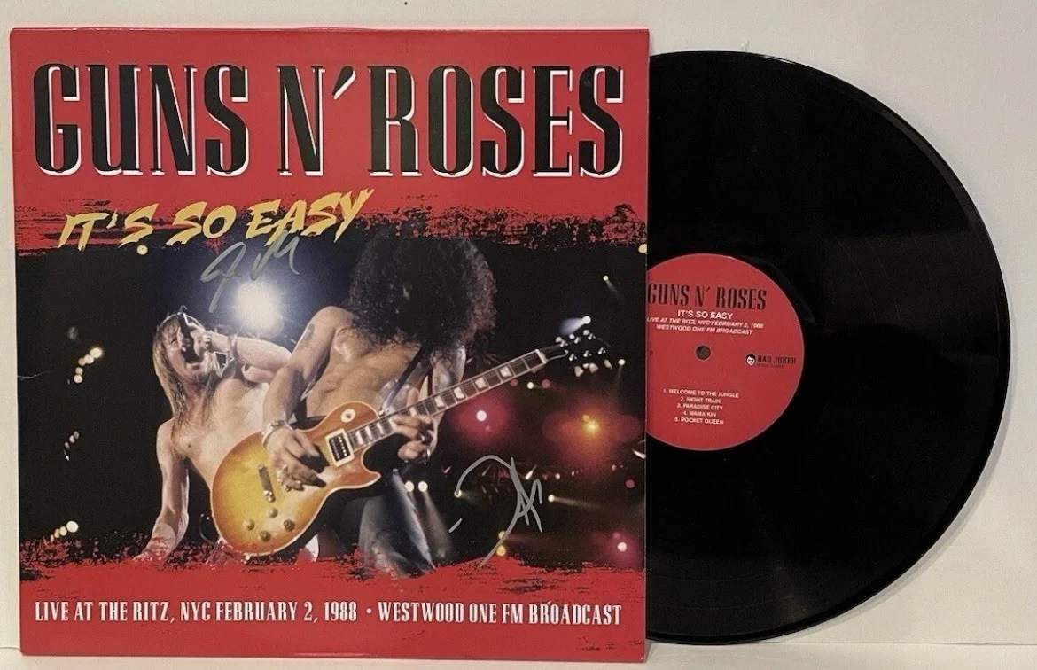 Guns N Roses Signed X2 Mckagan Adler It’s So Easy Live At The Ritz Vinyl Record, изображение 2