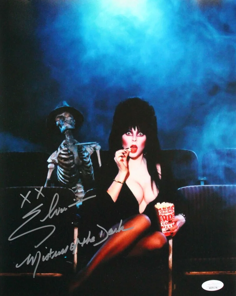 Cassandra Peterson — Cassandra Peterson Autographed 11x14 Elvira Photo w/Insc-JSA W *Silver
