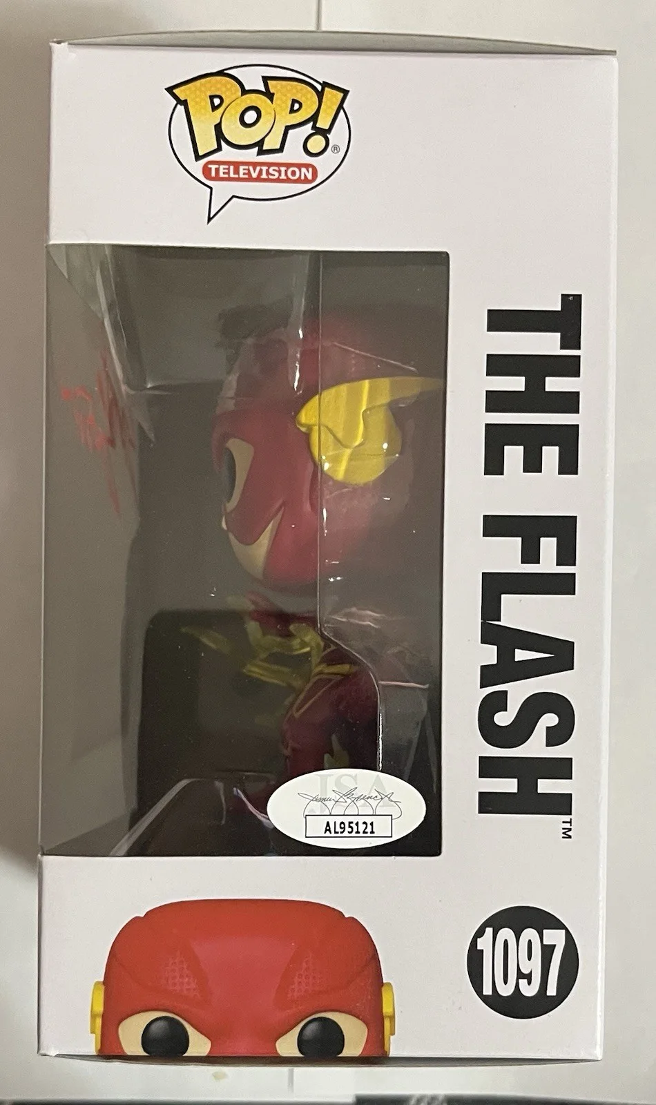 Grant Gustin — Grant Gustin Signed Autographed The Flash Funko Pop #713 JSA’d In Hard Stack., image 3