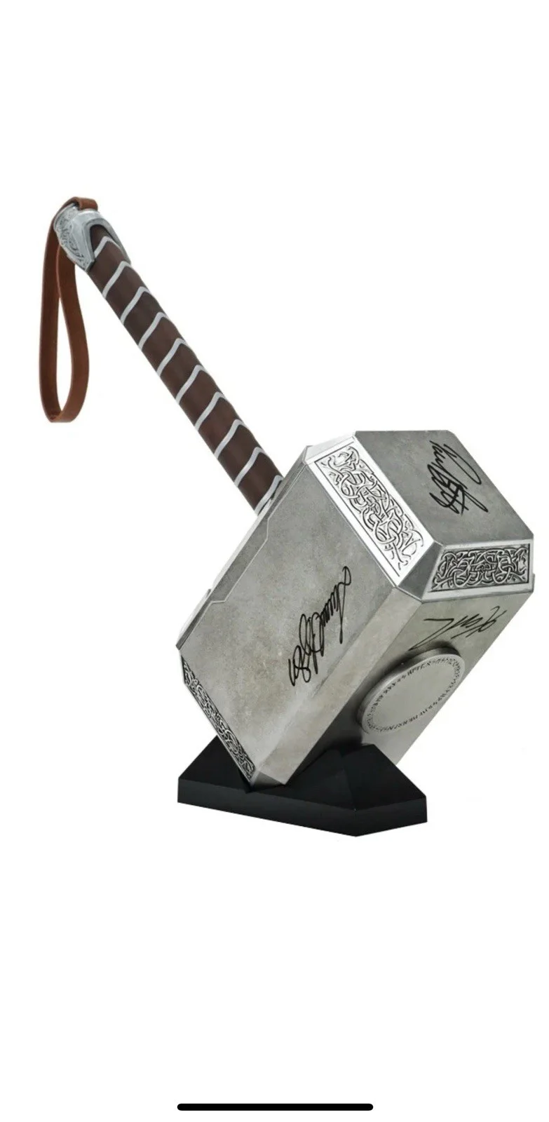 Samuel L. Jackson, Karen Gillan, Paul Rudd, Paul Bettany — Avengers Autographed Marvel Legends Thor Mjolnir 1:1 Scale Prop Replica Hammer