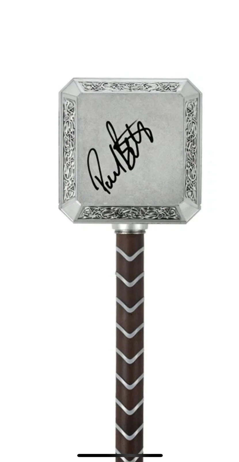 Samuel L. Jackson, Karen Gillan, Paul Rudd, Paul Bettany — Avengers Autographed Marvel Legends Thor Mjolnir 1:1 Scale Prop Replica Hammer, image 4