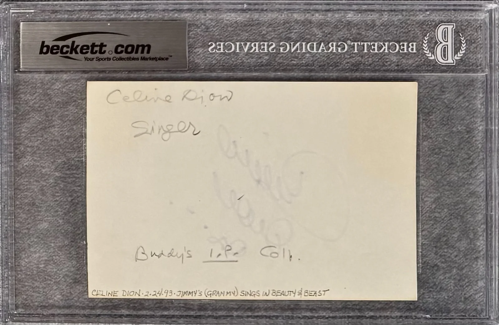 CELINE DION Signed Autographed 4"x6" INDEX CARD 1993 The Power of Love BECKETT, изображение 2