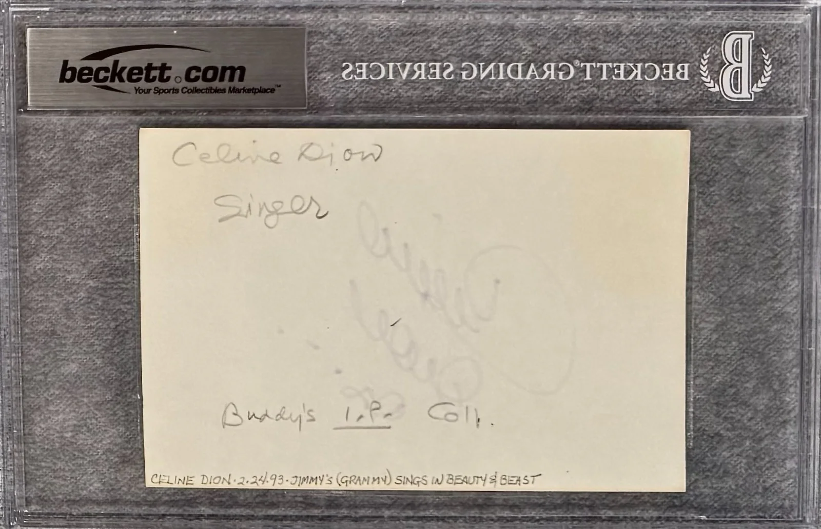 CELINE DION Signed Autographed 4"x6" INDEX CARD 1993 The Power of Love BECKETT, изображение 4