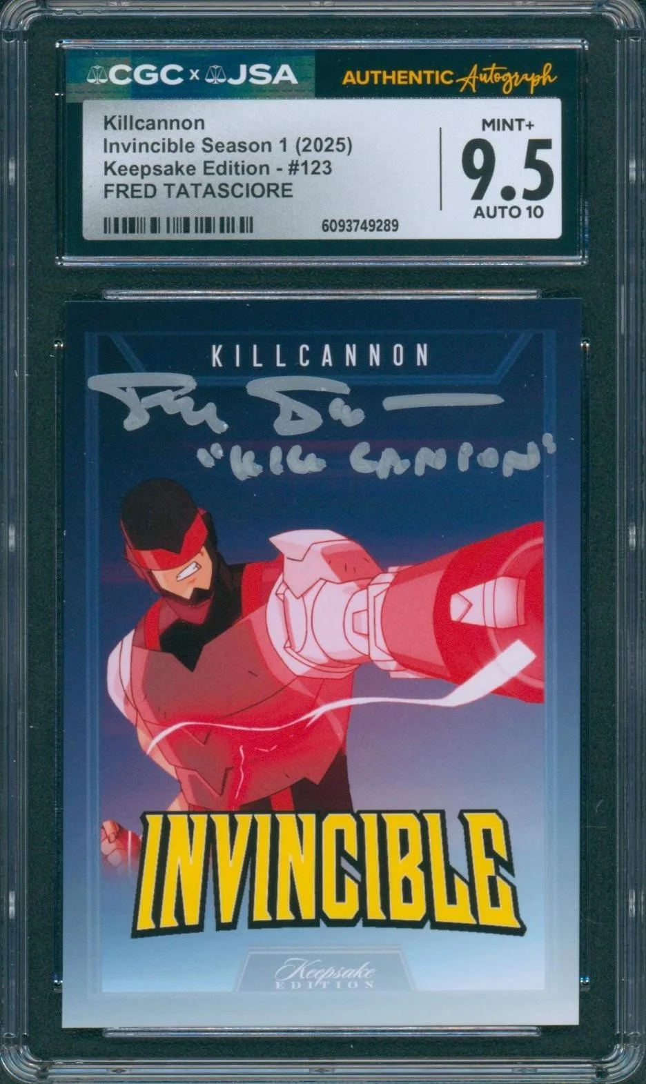 Fred Tatasciore — Fred Tatasciore Signed Card Invincible Kill Cannon Mint+ 9.5 CGC x JSA SLAB