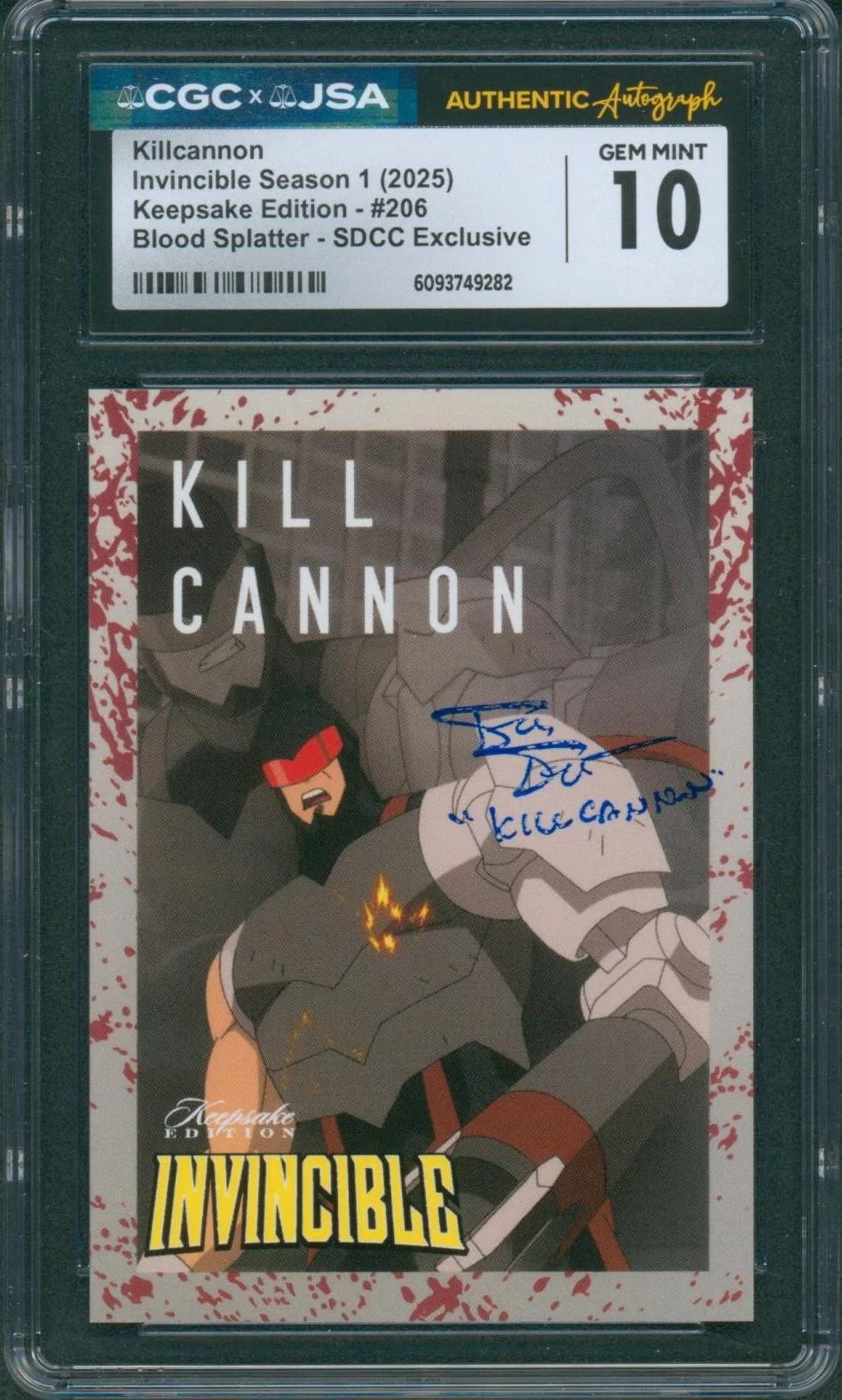 Fred Tatasciore — Fred Tatasciore Signed Card Invincible Kill Cannon Gem Mint 10 CGC x JSA SLAB