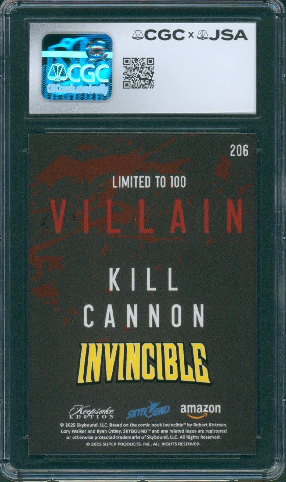 Fred Tatasciore — Fred Tatasciore Signed Card Invincible Kill Cannon Gem Mint 10 CGC x JSA SLAB, image 2