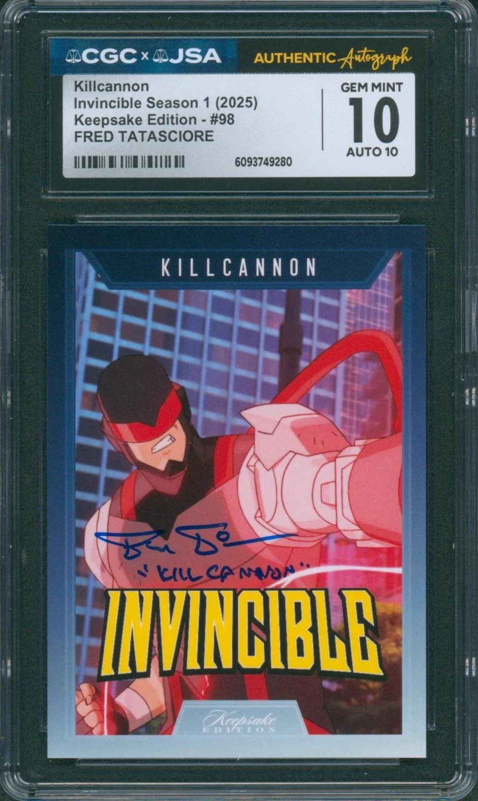 Fred Tatasciore — Fred Tatasciore Signed Card Invincible Kill Cannon Gem Mint 10 CGC x JSA SLAB