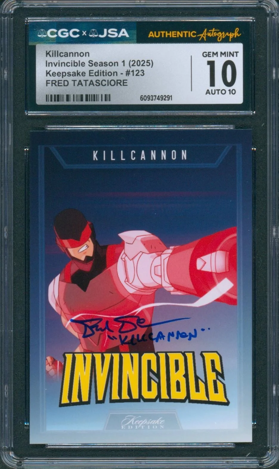Fred Tatasciore — Fred Tatasciore Signed Card Invincible Kill Cannon Gem Mint 10 CGC x JSA SLAB