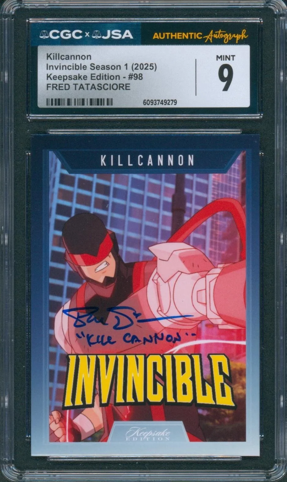 Fred Tatasciore — Fred Tatasciore Signed Card Invincible Kill Cannon Mint 9 Auto CGC x JSA SLAB